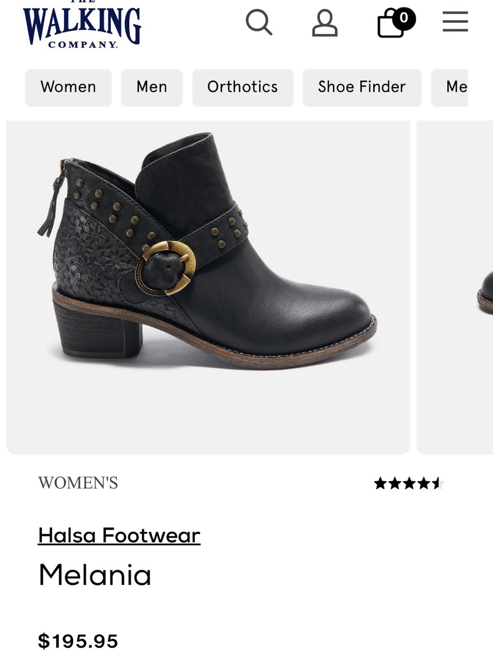 Halsa Melania 9W. Studded Black Leather Ankle Booties with Buckle Detail